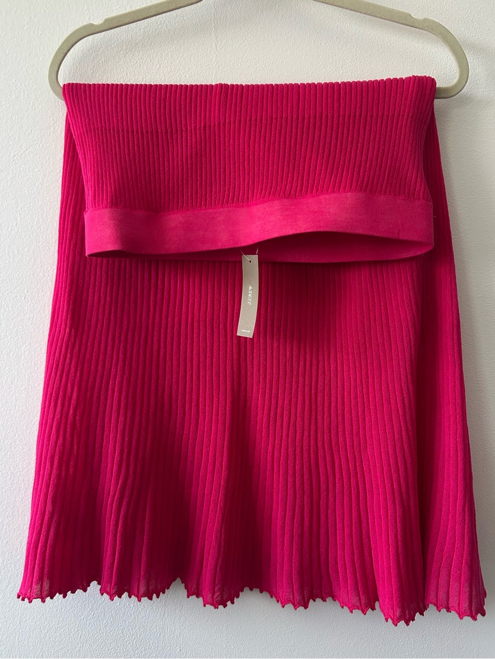 J. Crew Hot Pink Ribbed Fold-Over Skater Skirt NWT